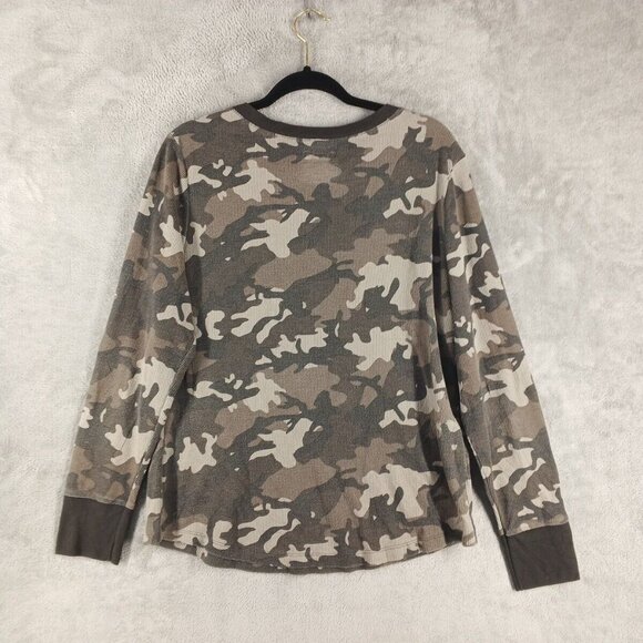 Time & Tru Women Sweater Size XXL(20-22) Camouflage Waffle Knit Henley - Picture 7 of 11